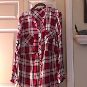 Pink plaid babydoll top